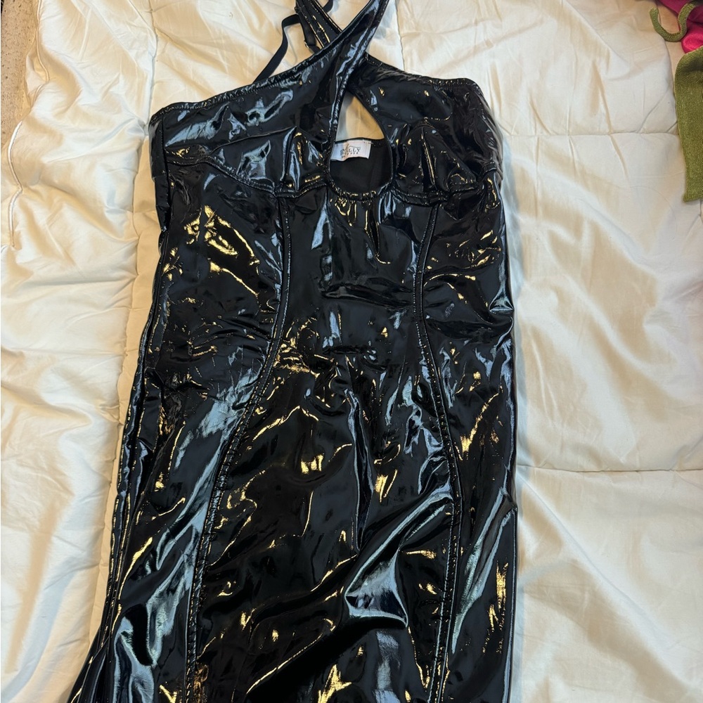 Oh Polly Black leather dress